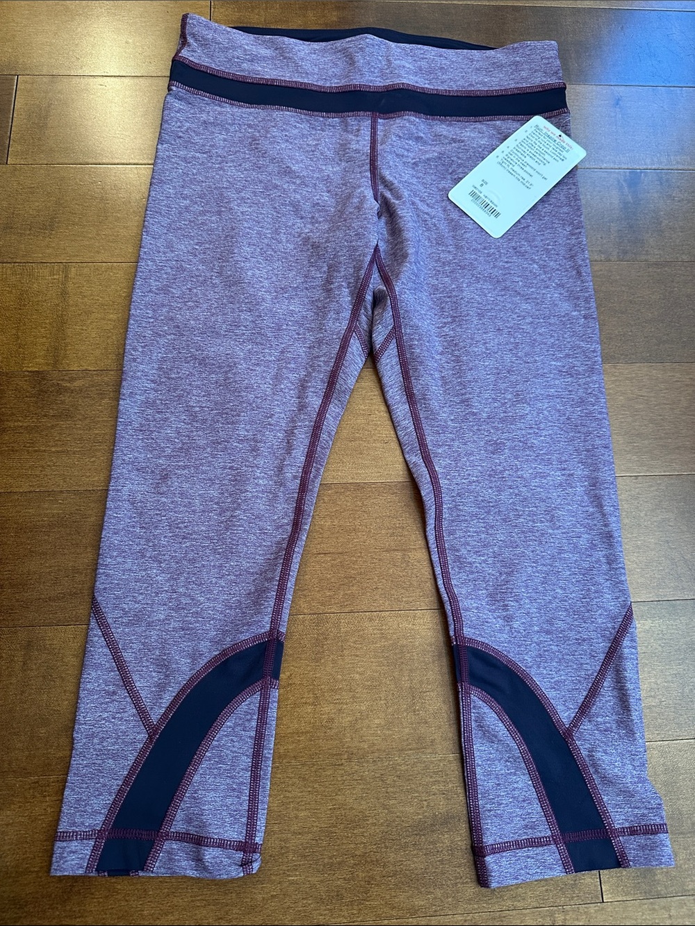 lululemon athletica Kids Heather Burgundy Capri Leggings with Black Contrast